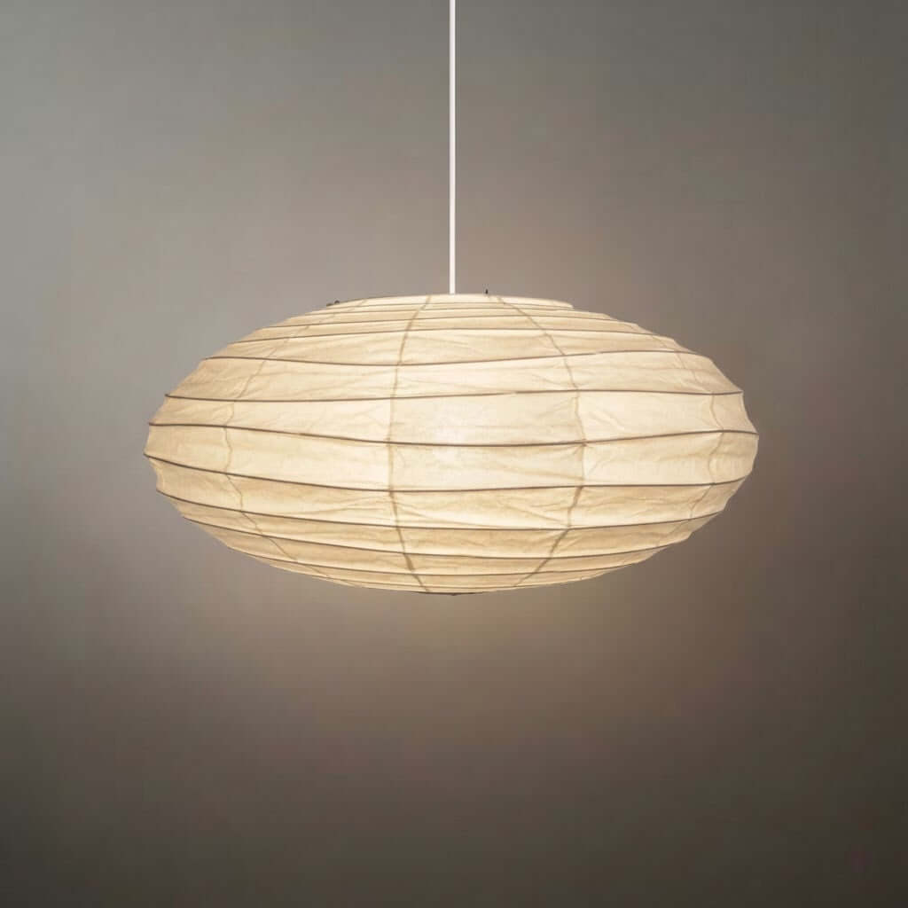 Japanese Washi Pendant Light — Mulberry Paper & Bamboo Frame for Dining Room